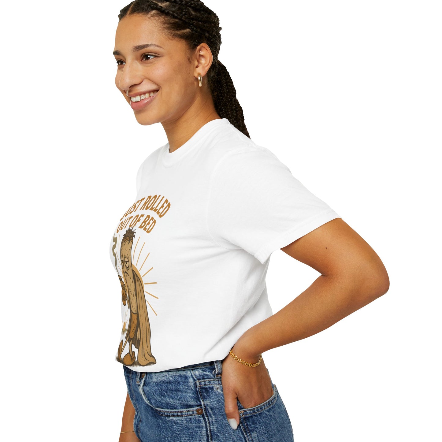 Just Rolled Out of Bed Tee, Funny T-Shirt, Unisex Relaxed Fit, Coffee Lover Gift, Casual Everyday Wear