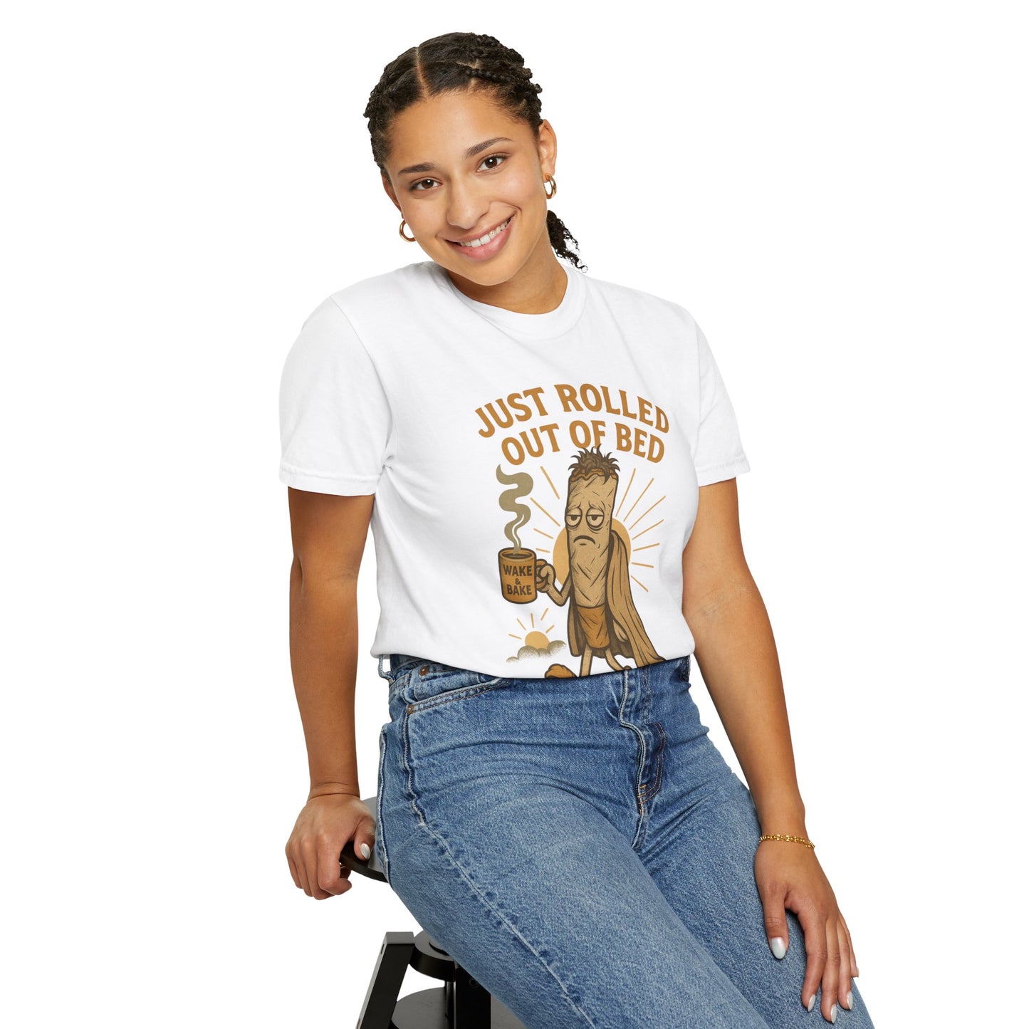 Just Rolled Out of Bed Tee, Funny T-Shirt, Unisex Relaxed Fit, Coffee Lover Gift, Casual Everyday Wear