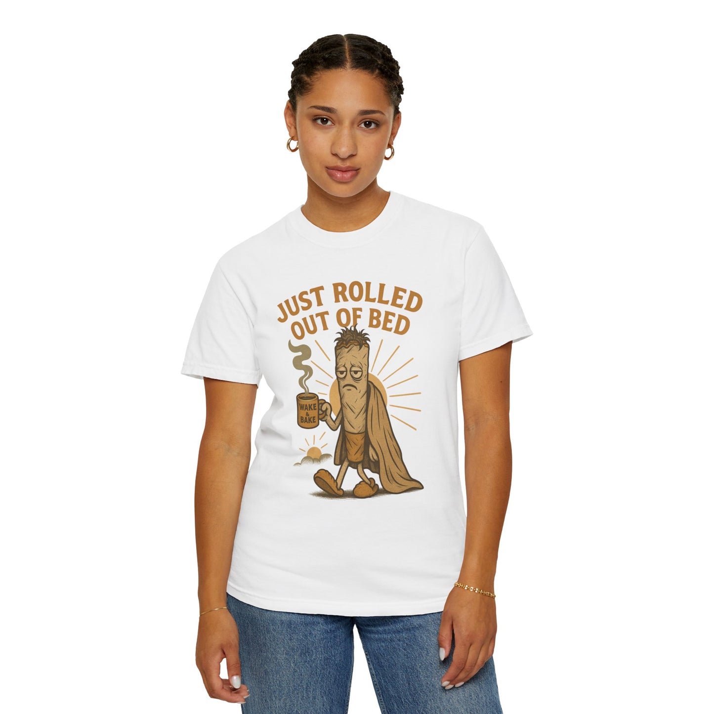 Just Rolled Out of Bed Tee, Funny T-Shirt, Unisex Relaxed Fit, Coffee Lover Gift, Casual Everyday Wear