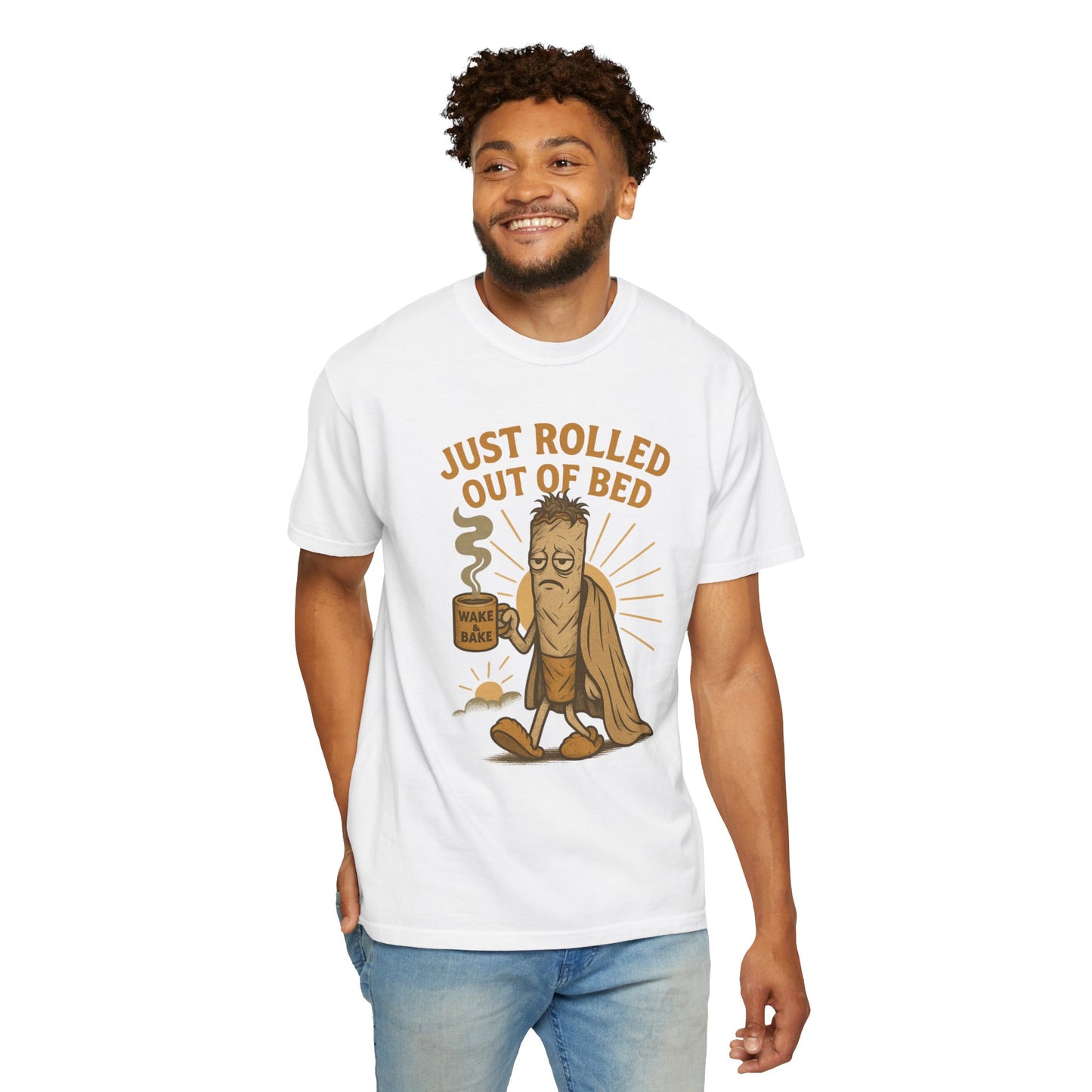 Just Rolled Out of Bed Tee, Funny T-Shirt, Unisex Relaxed Fit, Coffee Lover Gift, Casual Everyday Wear