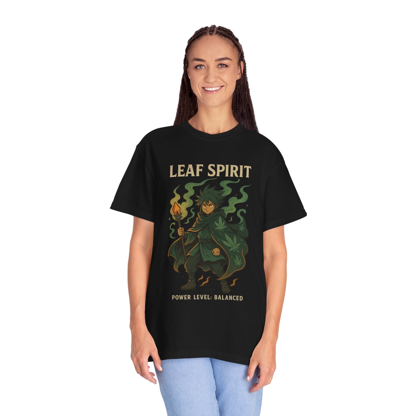 Leaf Spirit Unisex Garment-Dyed T-Shirt | Power Level Balanced | Casual Wear, Gift for Nature Lovers, Eco-Friendly Fashion, Unique Tee