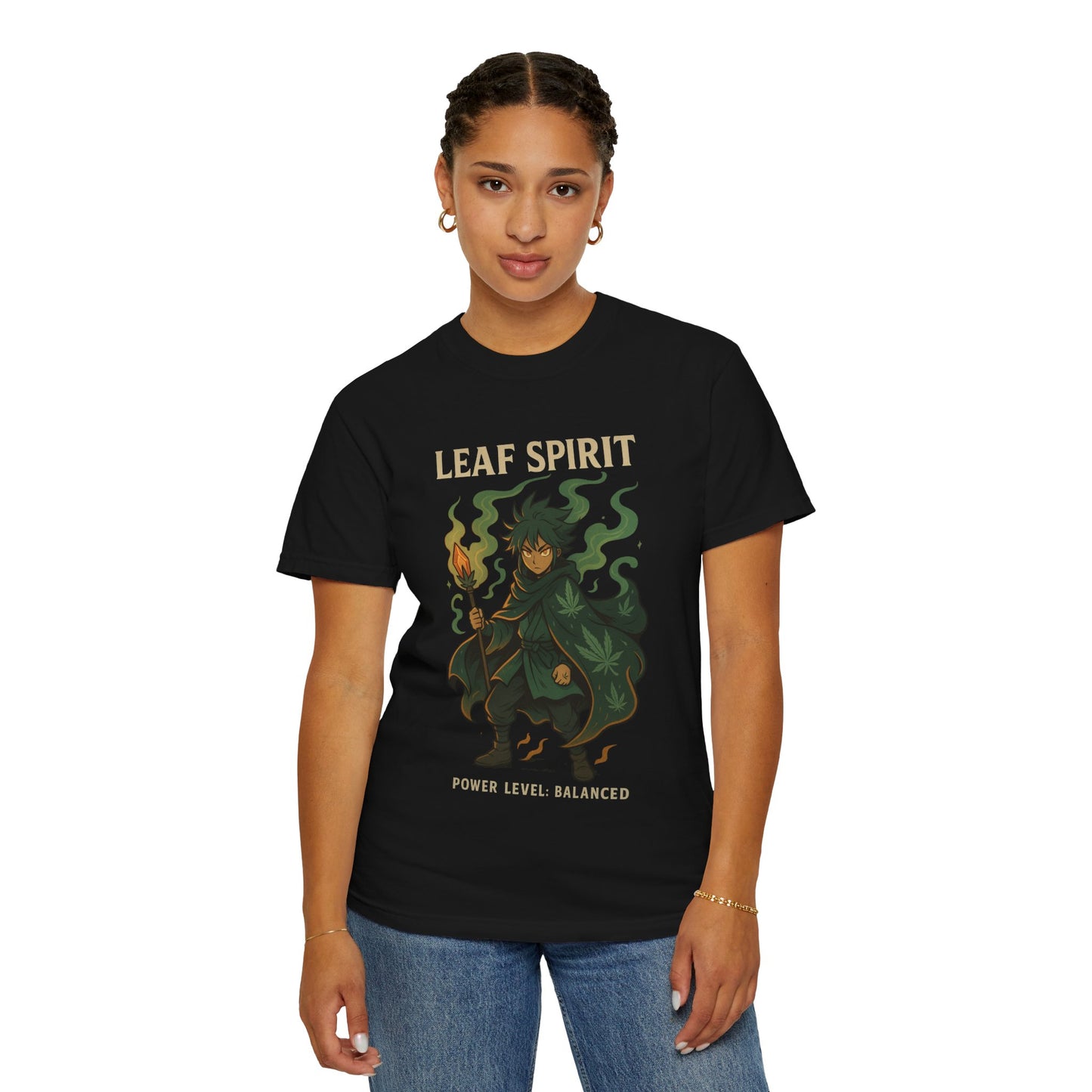 Leaf Spirit Unisex Garment-Dyed T-Shirt | Power Level Balanced | Casual Wear, Gift for Nature Lovers, Eco-Friendly Fashion, Unique Tee