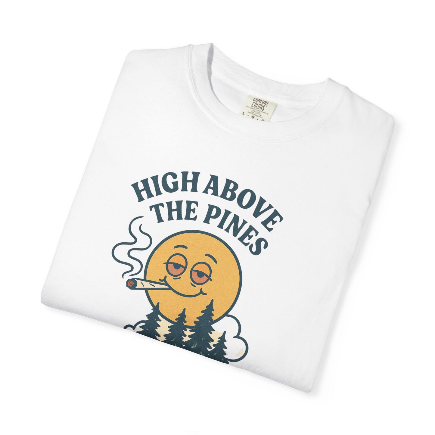 Vintage Cannabis Vibe T-Shirt, Outdoor Apparel, Gift for Nature Lovers, Boho Style Shirt, Relaxed Fit Tee, High Above the Pines