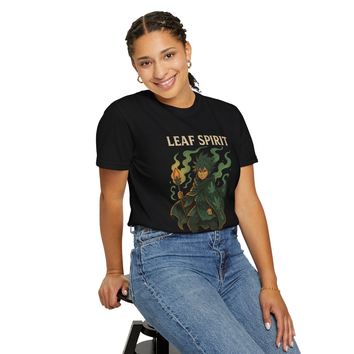 Leaf Spirit Unisex Garment-Dyed T-Shirt | Power Level Balanced | Casual Wear, Gift for Nature Lovers, Eco-Friendly Fashion, Unique Tee