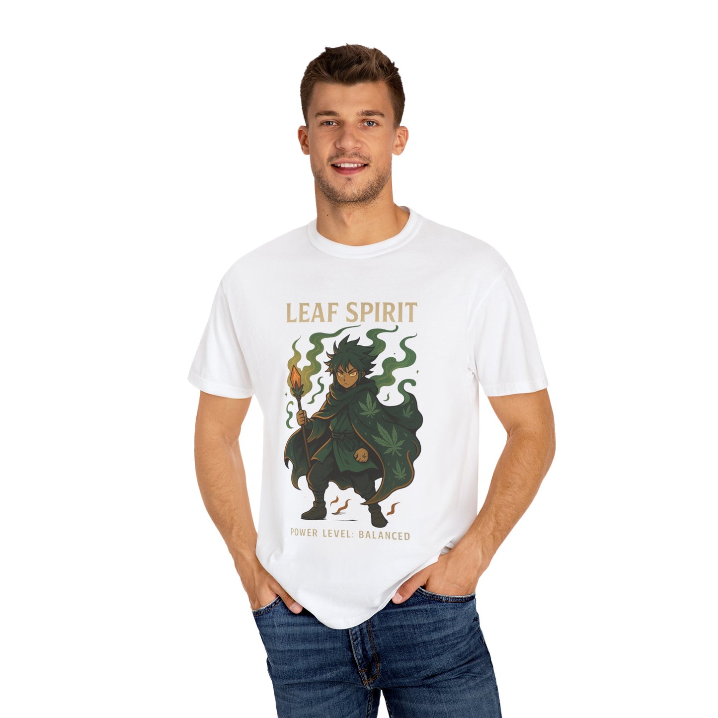 Leaf Spirit Unisex Garment-Dyed T-Shirt | Power Level Balanced | Casual Wear, Gift for Nature Lovers, Eco-Friendly Fashion, Unique Tee
