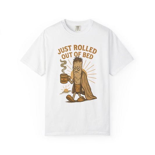 Just Rolled Out of Bed Tee, Funny T-Shirt, Unisex Relaxed Fit, Coffee Lover Gift, Casual Everyday Wear
