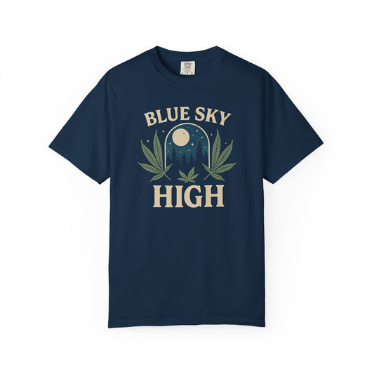 Relaxed Eco-Friendly T-Shirt, 'Blue Sky High' Graphic Tee, Unisex Casual Wear, Summer Vibe Shirt, Gift for Nature Lovers